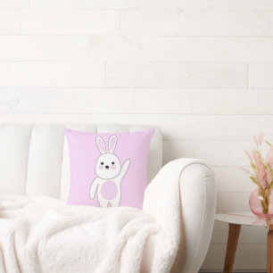 Bunny. White and pink. Throw Pillow