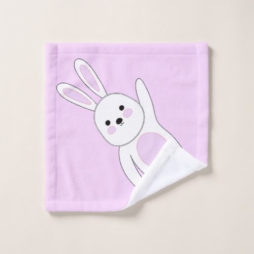 Bunny White and pink Wash Cloth