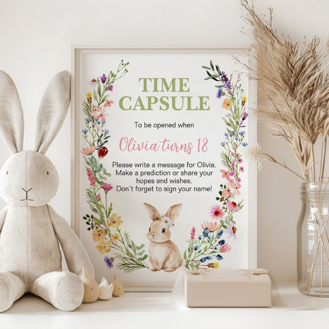 Bunny Wildflower Birthday Party Time Capsule Sign (Creator Uploaded)