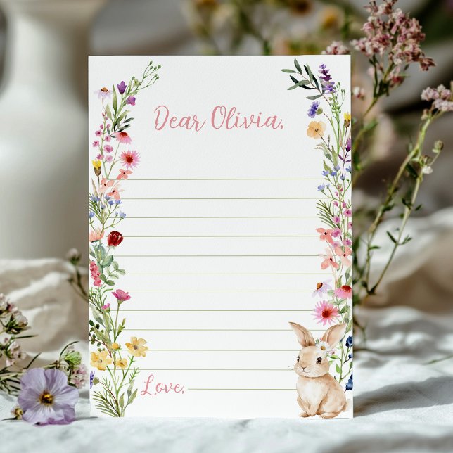 Bunny Wildflower Time Capsule Note Message Card (Creator Uploaded)