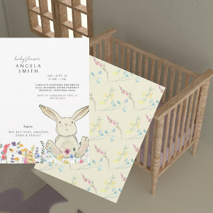 Bunny & Wildflowers Colorful Baby Shower Invitation