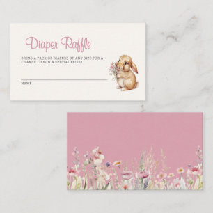 Bunny Wildflowers Pastel Baby Shower Diaper Raffle Enclosure Card