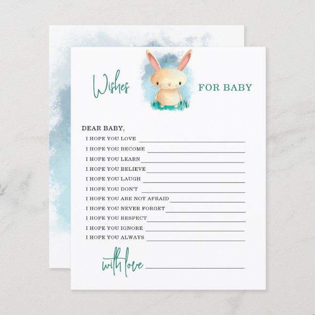 Bunny Wishes for baby card (Front/Back)