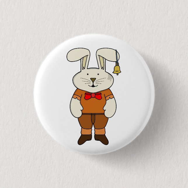 Bunny with a bell in his ear button (Front)