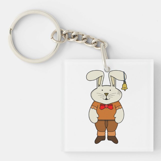 Bunny with a bell in his ear keychain (Front)
