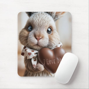 Bunny With a Chocolate Love Heart Mouse Pad