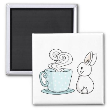 Bunny With A Cup Of Tea Magnet by bunnieswithstuff at Zazzle