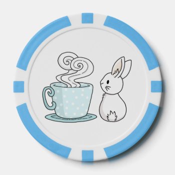 Bunny With A Cup Of Tea Poker Chips by bunnieswithstuff at Zazzle