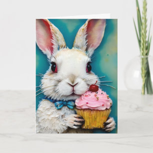Bunny with a Cupcake Birthday Card