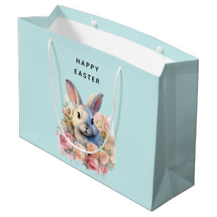 Bunny with a Garland of Roses Cute Easter Large Gift Bag