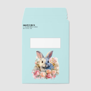 Bunny with a Garland of Roses Cute Envelope Mailers