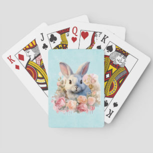 Bunny with a Garland of Roses Cute Poker Cards