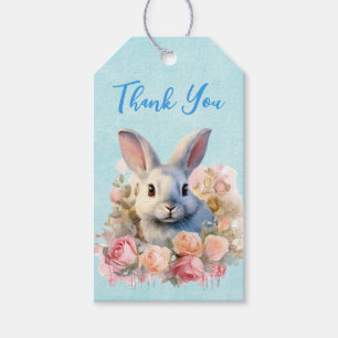 Bunny with a Garland of Roses Cute Thank You Gift Tags