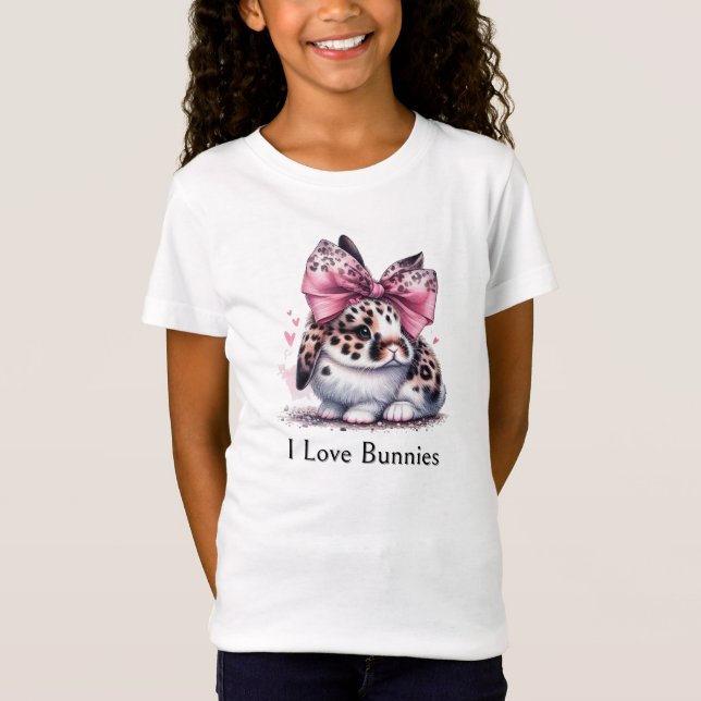  Bunny With a Hair Bow Charming  T-Shirt (Front)