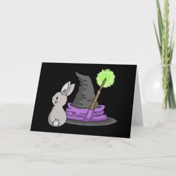 Bunny With A Witch's Hat Card by bunnieswithstuff at Zazzle