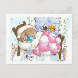 bunny with bugs postcard