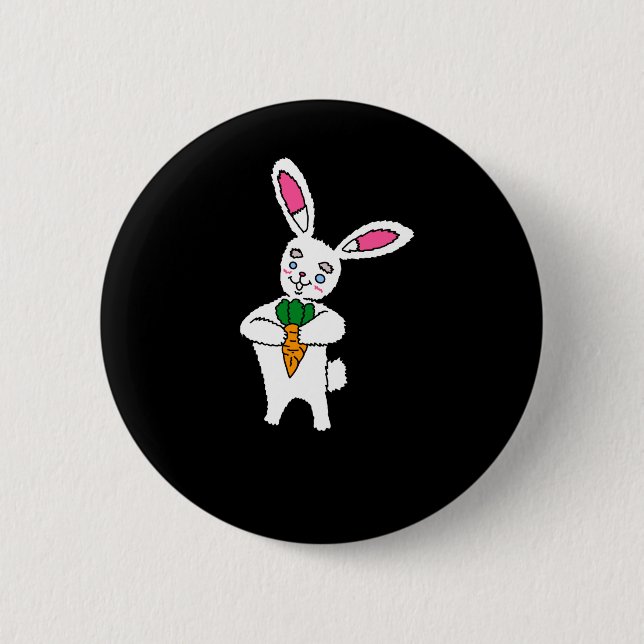 Bunny with Carrot Button  (Front)