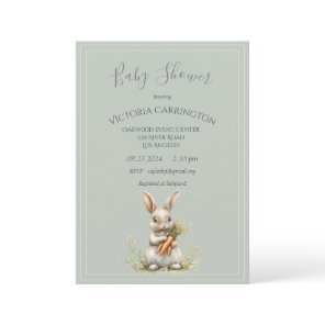 Bunny with Carrots & Flowers Baby Shower  Invitation