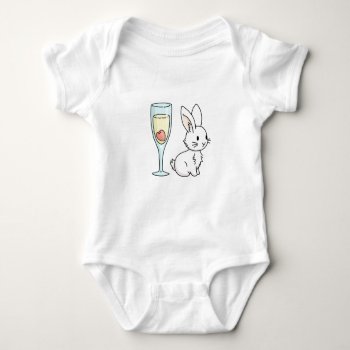 Bunny With Champagne Baby Bodysuit by bunnieswithstuff at Zazzle