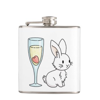 Bunny With Champagne Hip Flask by bunnieswithstuff at Zazzle
