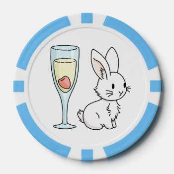 Bunny With Champagne Poker Chips by bunnieswithstuff at Zazzle