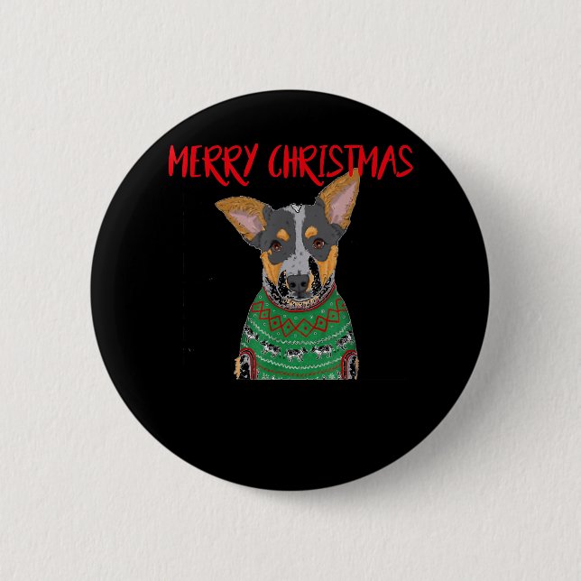 Bunny With Christmas Sweater Xmas Rabbit Christmas Button (Front)
