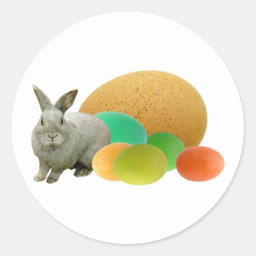 Bunny with Colored Eggs Classic Round Sticker