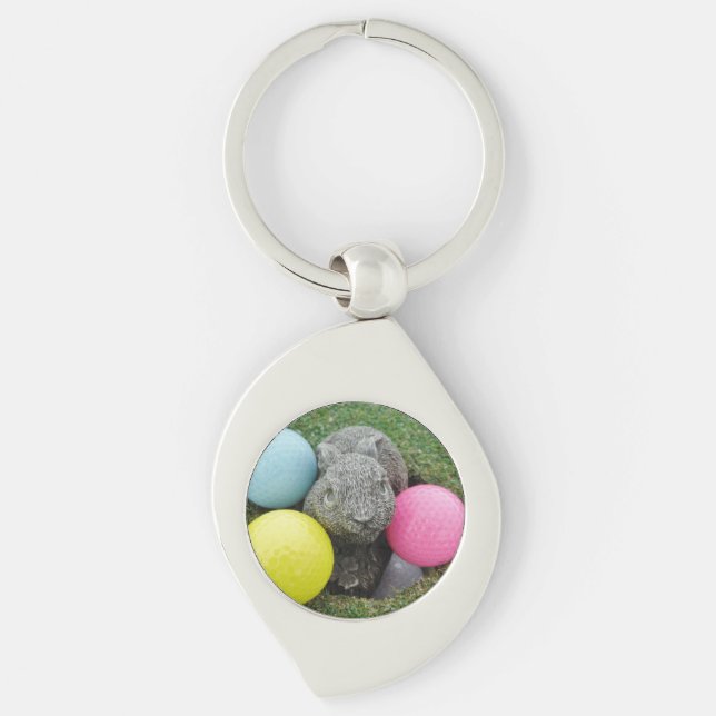 Bunny with colored golf balls keychain (Front)