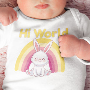 Bunny with colorful rainbow baby bodysuit