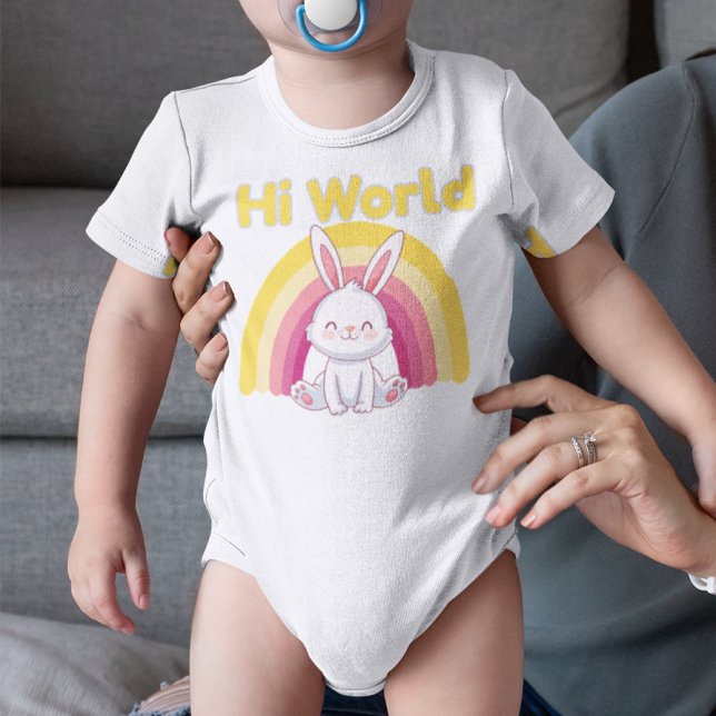 Bunny with colorful rainbow baby bodysuit (Creator Uploaded)