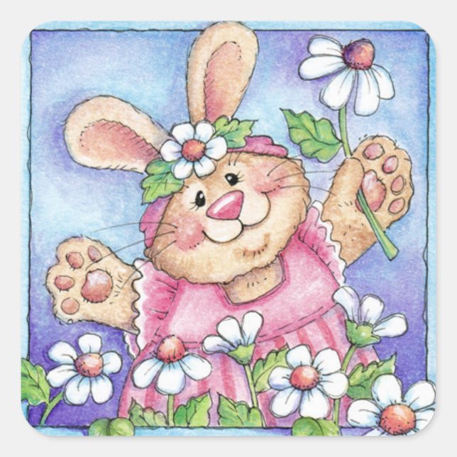 Bunny with Daisies - Stickers (Front)