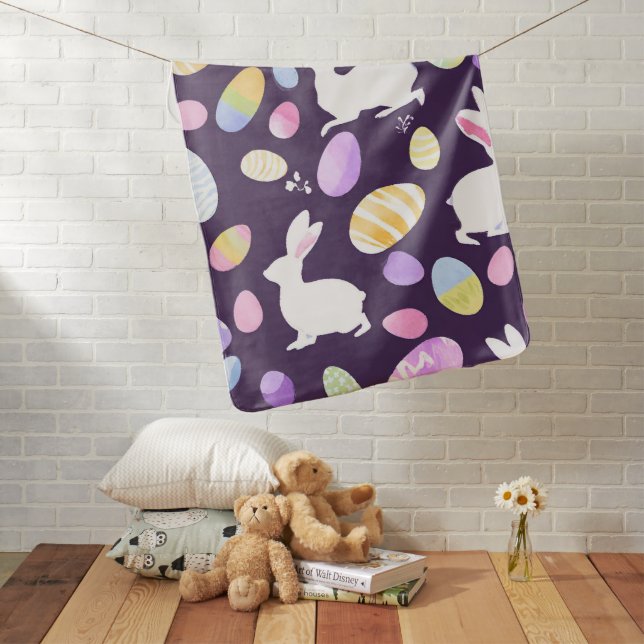 bunny with easter eggs baby blanket (In Situ)