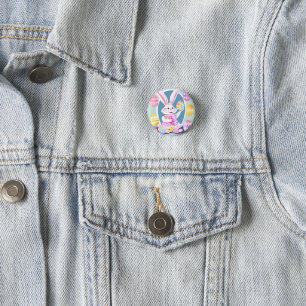 bunny with easter eggs button
