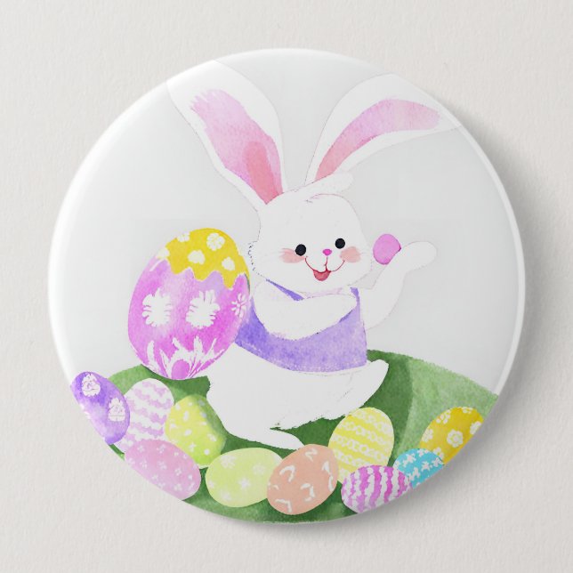 bunny with easter eggs button (Front)