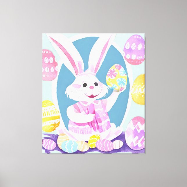 bunny with easter eggs canvas print (Front)