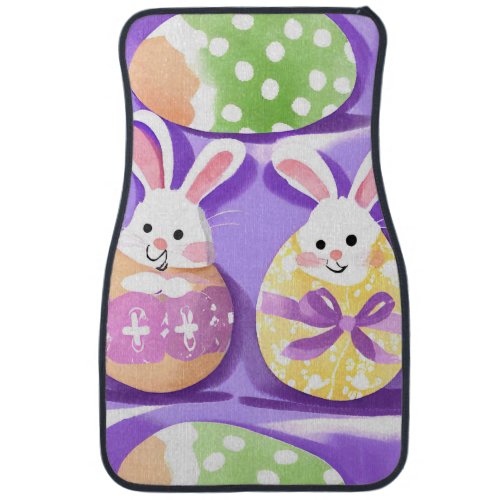 bunny with easter eggs car floor mat