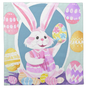 bunny with easter eggs cloth napkin