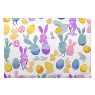 bunny with easter eggs cloth placemat