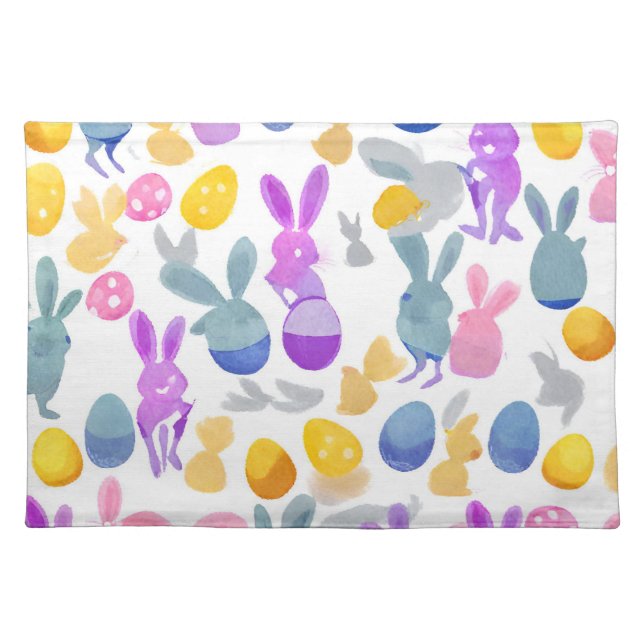bunny with easter eggs cloth placemat (Front)
