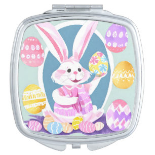 bunny with easter eggs compact mirror