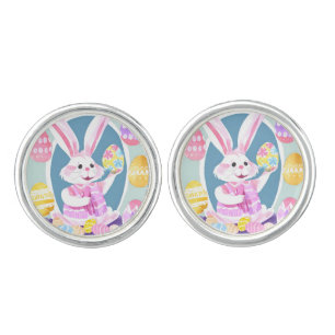 bunny with easter eggs cufflinks
