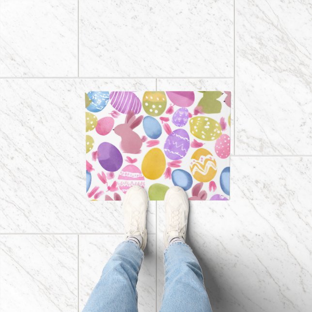 bunny with easter eggs doormat (Indoor)