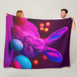 bunny with easter eggs fleece blanket
