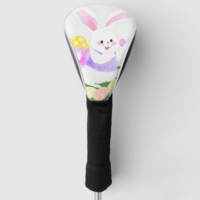 bunny with easter eggs golf head cover (Front)