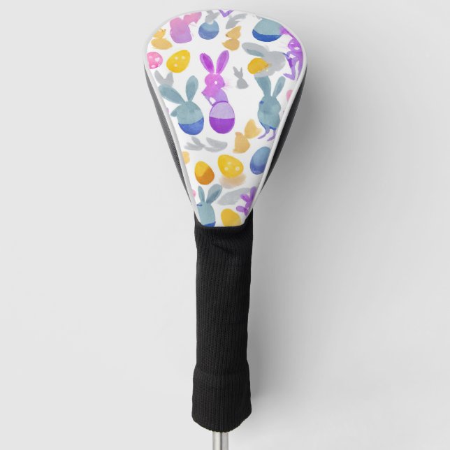 bunny with easter eggs golf head cover (Front)
