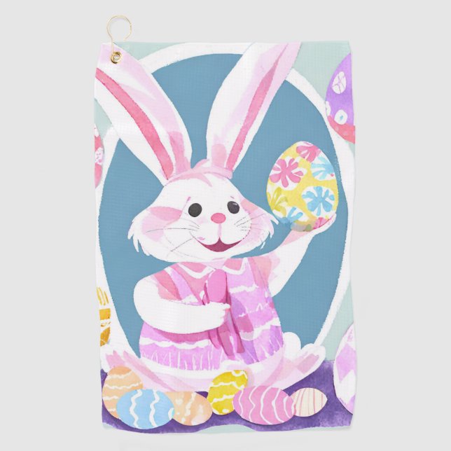 bunny with easter eggs golf towel (Front)
