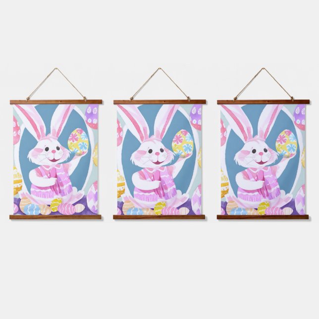 bunny with easter eggs hanging tapestry (Triple)
