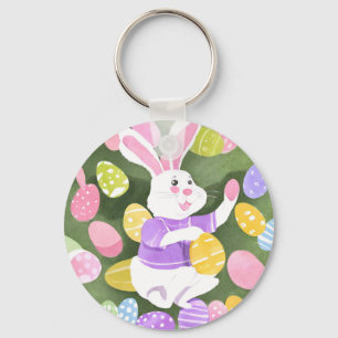 bunny with easter eggs keychain