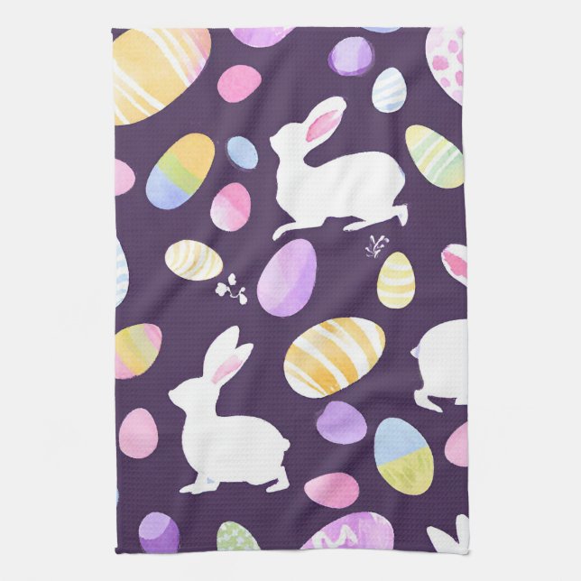 bunny with easter eggs kitchen towel (Vertical)