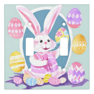 bunny with easter eggs light switch cover